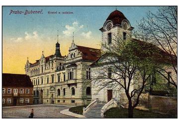 Pohlednice, radnice, kostel sv. Gotharda, 1914